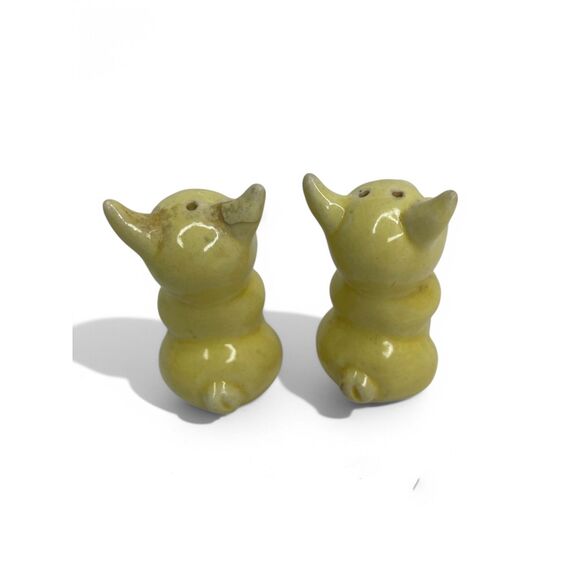 Pig Salt‎ and Pepper Shakers VTg Yellow Gold Mid Century 3" High - Picture 2 of 5